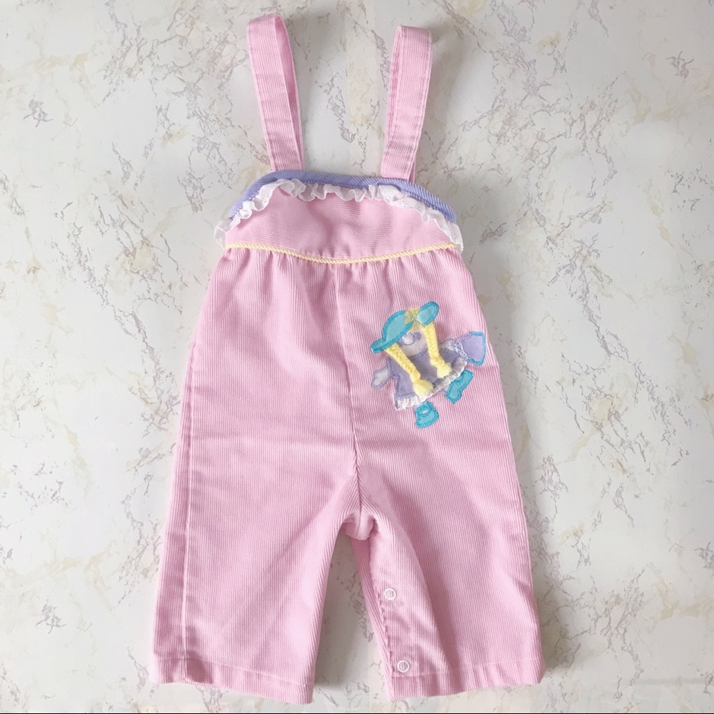 Vtg Little Girls Corduroy Overalls